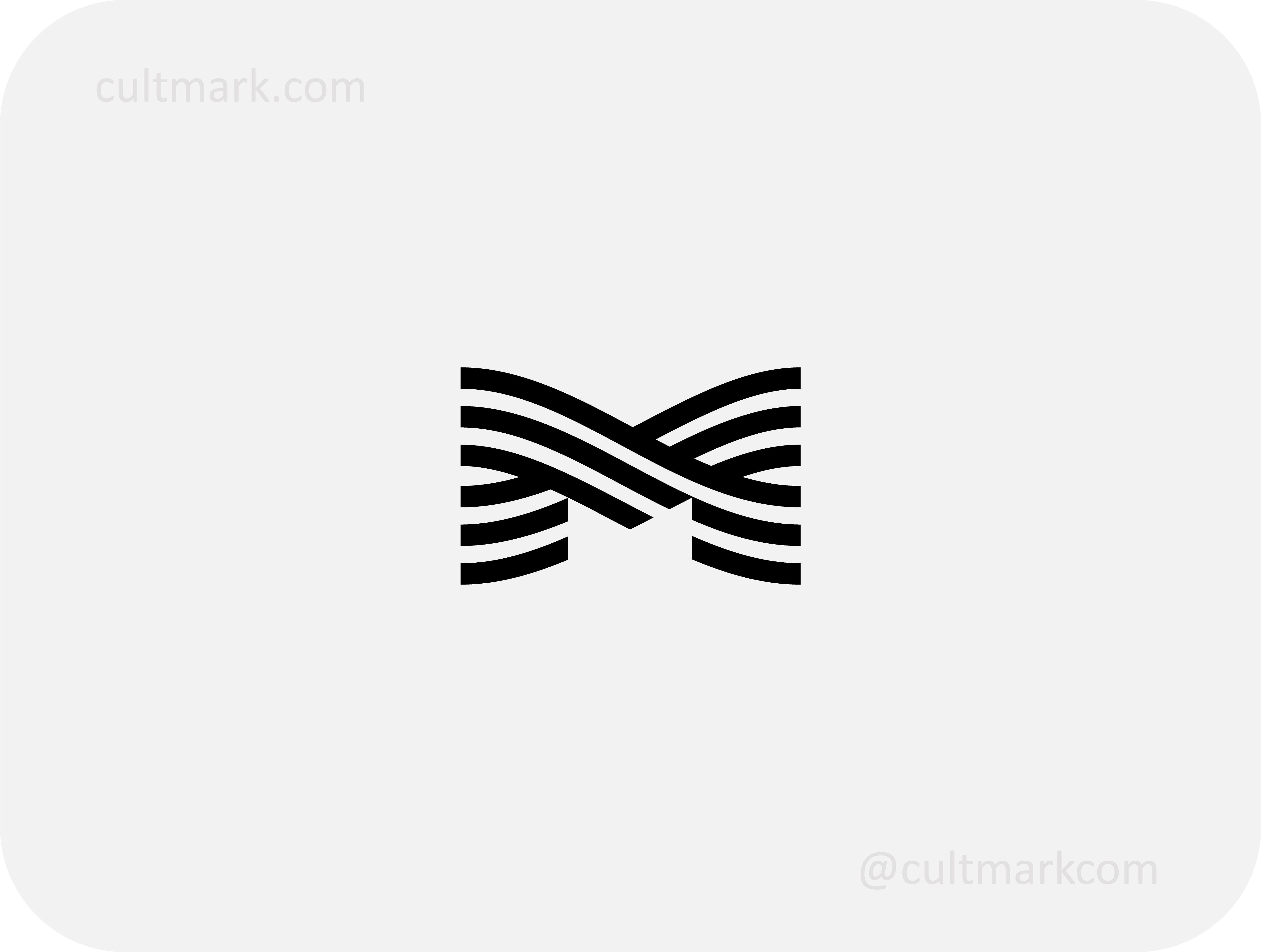 Cultmark geometric M letter logo design in a minimalist line art style, featuring parallel black lines, ideal for technology startups, marketing agencies, and modern corporate branding.